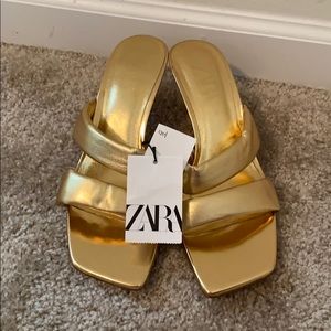 Zara gold sandal heels